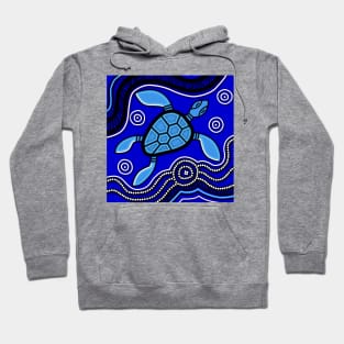 Aboriginal Art - Turtle Blue 2 Hoodie